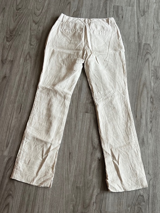 Banana Republic Linen Trousers/Pants (0, Women, Beige-White Striped, NWOT) - Picture 2 of 3